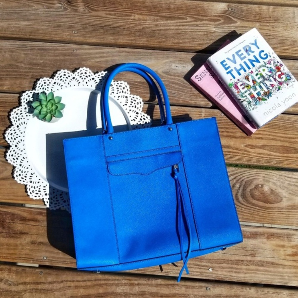 {Rebecca Minkoff} Saffiano Blue Leather Tote